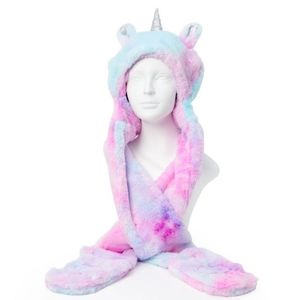 Pink/Blue Unicorn Hat With Paws